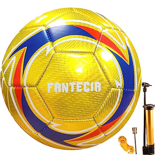 FANTECIA Fußball Größe 5 für Männer und Frauen Offizieller Trainingsball für Kinder und Jugendliche und Erwachsene Fußballball mit Pumpe von FANTECIA
