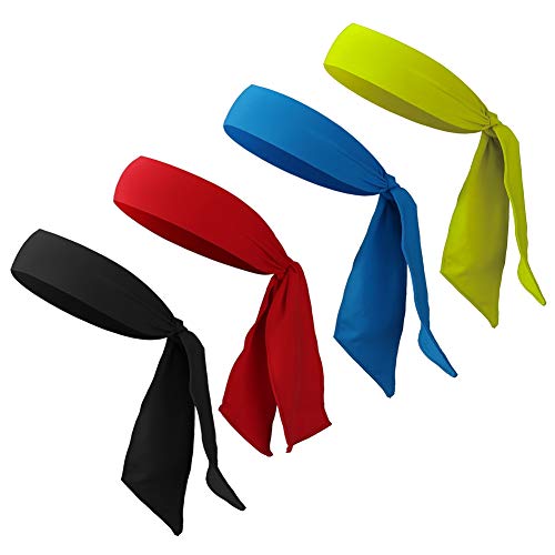 4 Stück Sport Stirnband für Frauen und Männer Bandana Cap Sport Kopfbedeckung verstellbares Schweißband, Kopfband für Laufen, Training, Tennis, Karate, Leichtathletik von FANTESI