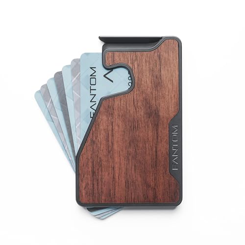 FANTOM X Kartenfächer Brieftasche, RFID-Aluminium-Kartenhalter,, Walnuss, Regular 7-13, Minimalistische Kartenfächer aus Aluminium, kompatibel mit Fantom-Aufsätzen von FANTOM