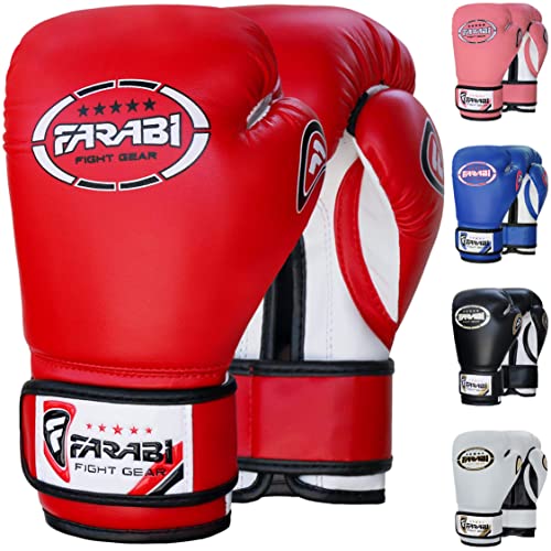 Farabi Sports 4 oz 6 oz 8 oz Boxhandschuhe Kinder Box Handschuhe MMA Muay Thai Kickboxen Sparring Boxsack Training Kinder Boxhandschuhe (Red, 8-oz) von Farabi Sports