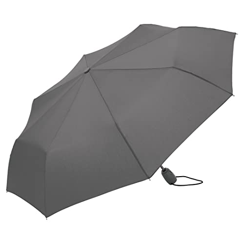 FARE Mini-Taschenschirm (grau) - 18 Farben Premium-Regenschirm öffnet-schließt-automatisch - flexibel windsicher stabil wasserdicht Markenschirm von FARE