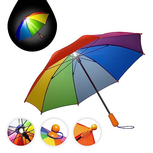FARE Stockschirm 4Kids Skylight (regenbogen) - Kinder-Regenschirm in fröhlichem Design und mit LED-Innenbeleuchtung von FARE