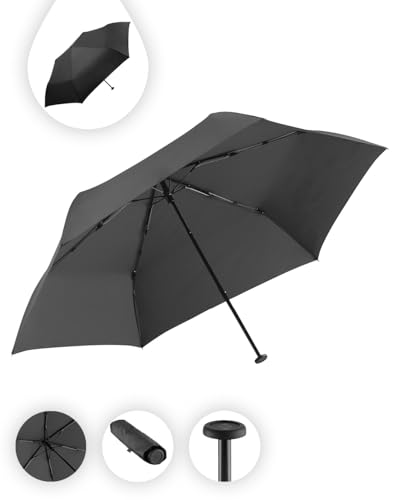 FARE Ultraleichter Mini-Taschenschirm Filigrain Only95 - Mit nur 95 Gramm der leichteste Regenschirm am Markt; Packmaß nur 20cm; perfekt für Jede Handtasche (Schwarz) von FARE