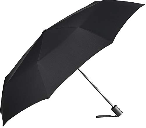 ÖkoBrella nachhaltiger Mini-Taschenschirm – 6 Farben Regenschirm Bezug aus recycelten Materialien - ökologisch sinnvoll hochwertig stabil windsicher (Schwarz) von FARE