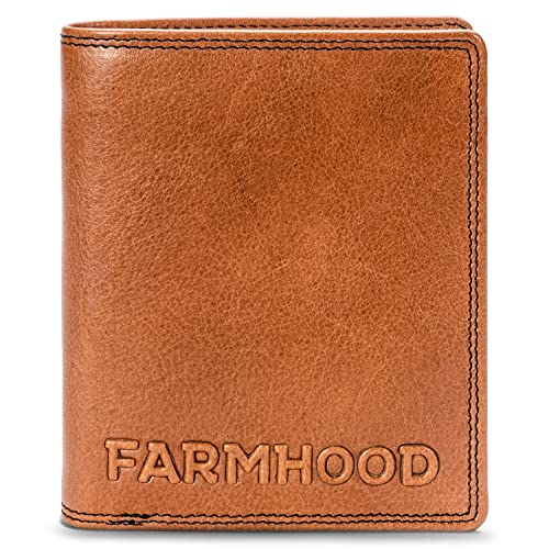 FARMHOOD Memphis Damen/Herren Geldbörse aus Leder - Portemonnaie groß mit 8 Kreditkartenfächer und einem Münzfach - Geldbeutel viele weitere Fächer - 11 cm (Camel) von FARMHOOD