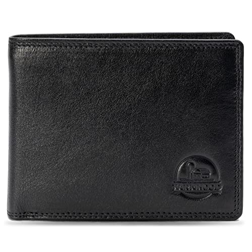FARMHOOD Memphis Herren Leder Portemonnaie |12.5 cm große Geldbörse mit Karten-, Münz- und Steckfächer | Geldbeutel mit RFID Schutz von FARMHOOD