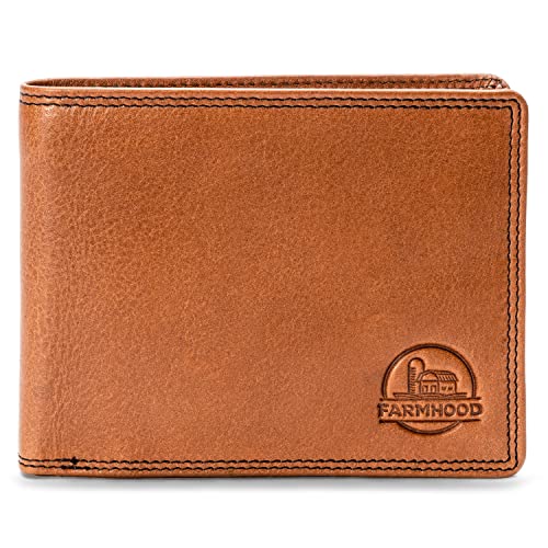 FARMHOOD Memphis Herren Leder Portemonnaie |12.5 cm große Geldbörse mit Karten-, Münz- und Steckfächer | Geldbeutel mit RFID Schutz von FARMHOOD