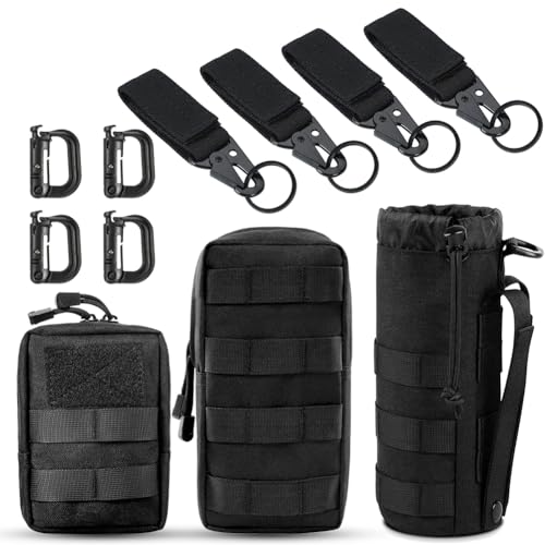 FARYODI Taktische Hüfttaschen - 3 Pack Molle Tasche Taktische Hüfttaschen,EDC Utility Bauchtasche,Hüfttasche mit 4 Haken und Schlüsselanhänger,für Outdoor Wandern Jagdcamping Training (Schwarz) von FARYODI