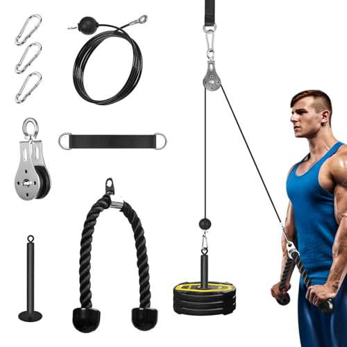 Kabelzug Fitness Kabel Latzug Fitness Bizeps Rücken Trainingsgerät DIY Kabelzug Pulley System Latzugmaschine Arm Krafttraining Home Gym Workout Equipment von FASPUP