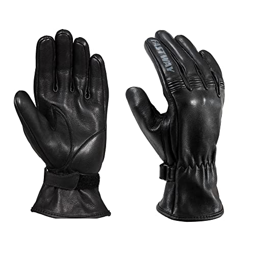 FAST WAY City Uni 211 Leder Motorradhandschuhe Sommer, CE Zertifizierte Motorrad Handschuhe Herr & Frau, Stretcheinsätze, Weitenverstellung, Schwarz, L von FAST WAY