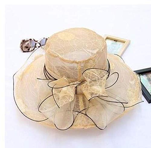 Sonnenhut Strohhut Hut Damen Mode Einfache Und Elegante Damen Seide Spitze Meer Strand Hut Blume Sonne Hut-6 von FBJOMSEWZO