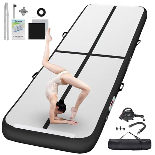 FBSPORT Airtrack Matte, 20cm Hoch Verdicken 4M Tumbling Matte,Gymnastikmatte mit Luftpumpe,Trainingsmatte mit Tragetasche,Turnmatte für Zuhause, Outdoor,Yoga von FBSPORT