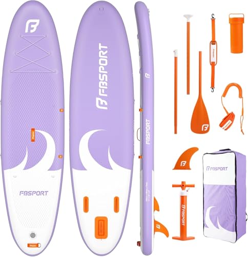 FBSPORT Stand up Paddling Board Surfbrett Surfboard SUP aufblasbar mit Pumpe 335x84x15 cm Tragetasche SUP Zubehör mit rutschfestem Deck, Leine, Paddel, passend für Jugendliche Erwachsene von FBSPORT