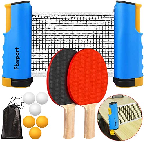 Tischtennisschläger/Schläger,Ausziehbare Tischtennisnetze,6 Ping-Pong Bälle,1*Mesh Bag,tragbar Tischtennissets Spiel Für Anfänger, Familien Und Profis von FBSPORT