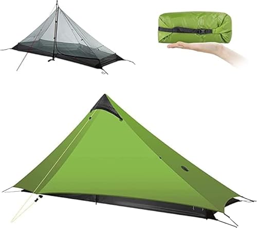 FBSPORT Ultraleichtes Zelt 3 Jahreszeiten Rucksackzelt 1 Person Campingzelt, Outdoor Leicht LanShan Camping Zelt Shelter für Camping, Trekking, Kajak, Klettern, Wandern, 1 Person/Grün von FBSPORT