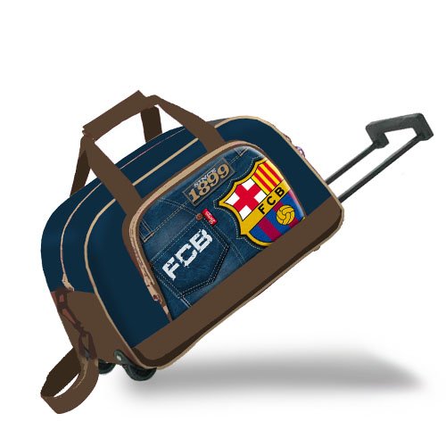 Exclusive FC Barcelona Trolley Koffer Reisetasche Messi Handgepäck 50cm Leder Look von FC Barcelona