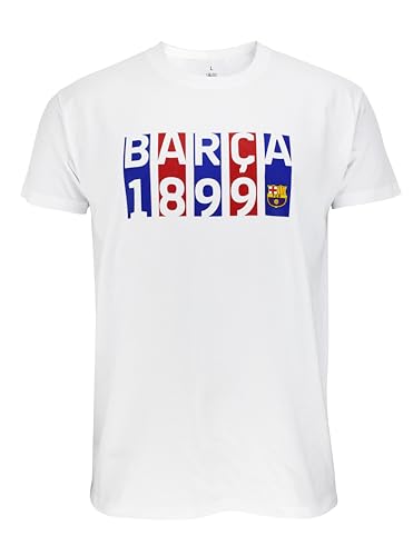 FC Barcelona - T-Shirt Offiziell Flag White Barça, Unisex, XL von FC Barcelona
