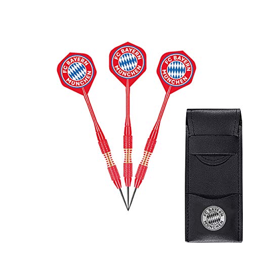 FC Bayern München Dartpfeile mit Etui und Flights, Steeldarts FCB Dart Pfeile von FC Bayern München