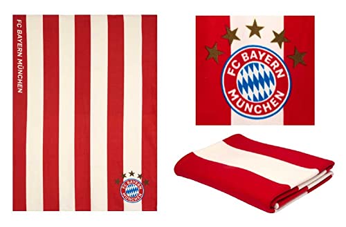 FC Bayern München Kuscheldecke rot-weiß gestreift Decke Fleecedecke FCB von FC Bayern München