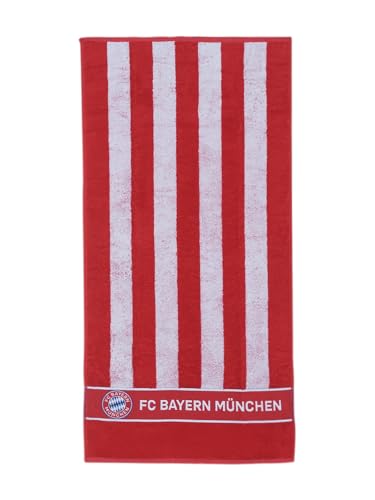 FC Bayern München Streifen Handtuch, Duschtuch Badetuch (Handtuch 100 x 50 cm, rot/Weiss) von FC Bayern München
