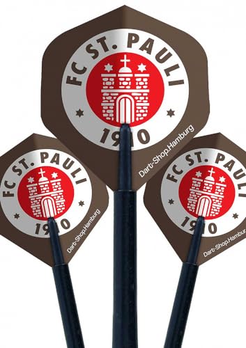 FC St. Pauli Dartpfeil-Flights - Logo - braun im 3er Set Dartflights - Plus Aufkleber Wir lieben Fußball von FC St. Pauli