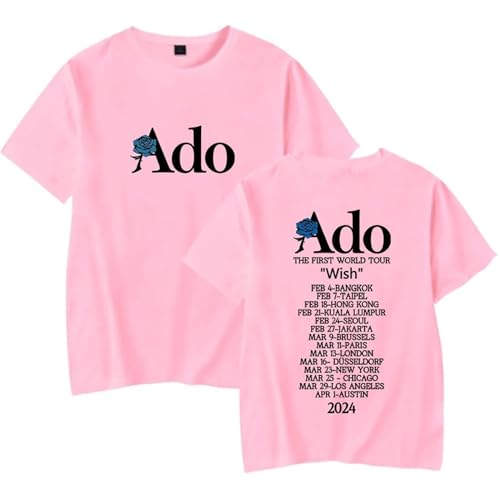 FCJKMNM ADO T-Shirt Wish World Tour T Shirt Unisex Hip Hop Print Kurzarm Streetwear Sommer Harajuku Tops Für Männer Frauen XXS-4XL-Black||XXS von FCJKMNM