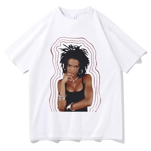 FCJKMNM Lauryn Hill T Shirt Unisex Hip Hop Druck Kurzarm T-Shirt Männer Frauen Streetwear Sommer Harajuku Tops XXS-4XL-White||XXS von FCJKMNM