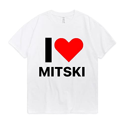 FCJKMNM Mitski Singer T-Shirt I Love MITSKI Letter Print Kurzarm T-Shirt Hip Hop Trendy Sommer Tops Reguläres Lockeres Unisex Sweatshirt XXS-4XL-Navy Blue||4XL von FCJKMNM