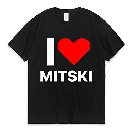 FCJKMNM Mitski Singer T-Shirt I Love MITSKI Letter Print Kurzarm T-Shirt Hip Hop Trendy Sommer Tops Reguläres Lockeres Unisex Sweatshirt XXS-4XL-Navy Blue||4XL von FCJKMNM