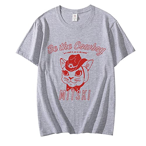 FCJKMNM Sänger Mitski Be The Cowboy Tshirt Musikalbum Kreatives Kurzarm T-Shirt Cat Print Unisex Streetwear Für Männer/Frauen-Navy Blue||4XL von FCJKMNM