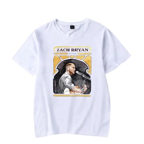 FCJKMNM Zach Bryan Print T Shirt Hip Hop Trendy Harajuku Kurzarm Tops Männer Frauen Sommer Rundhals T-Shirt Casual Street Shirt XXS-4XL-White||XXS von FCJKMNM