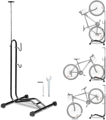 FCOUMY 3 in 1 Fahrradständer Boden, freistehend, aufrecht, platzsparend, geeignet für Fahrrad ständer Mountainbike, Rennrad, Fahrrad mit Raddurchmesser max. 73,5 cm von FCOUMY