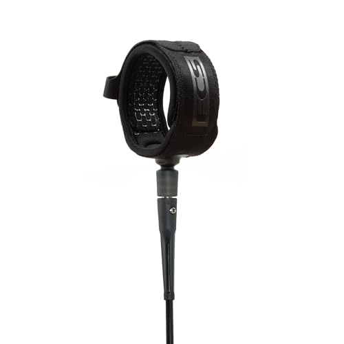 FCS 8' All Round Essential Surfboard Leash - Black | Lightweight & Durable 2.4 m Surf Leash for 0.6-2.4 m Waves, in-Cuff Silicone Grip, Comfortable and Supportive Ankle Strap, Easy-Release Tab von FCS