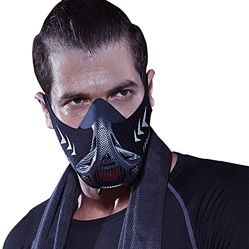 FDBRO Trainingsmaske Workout Maske- - High-Altitude-Endurance-Maske erhöht die Kraft, Laufwiderstand Sportmaske mit Tragetasche (Kohlefaser, L) von FDBRO