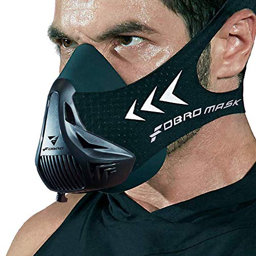 FDBRO Sportmasken für Fitness-Lauftraining Höhen-Gesichtsmaske für Widerstand, Cardio, Ausdauer-Workout-Maske (One-Size, Schwarz) von FDBRO