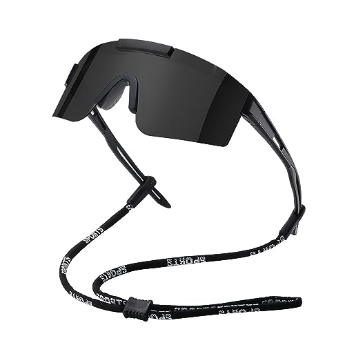 FDEETY Fahrradbrille Sonnenbrille Outdoor Sports Polarisierte Sonnenbrille Sportbrille für für Herren und Damen Rennrad Radfahren Biking Laufen Enduro mit UV400 Schutz (Schwarz Grau) von FDEETY