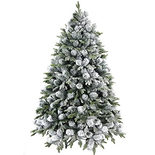 FDHGVCXZ Verschneiter Weihnachtsbaum, grüner Schnee, künstliche Weihnachtskiefer mit massiven Metallbeinverzierungen, perfekt (grün 180 cm (6 Fuß)) (grün 270 cm (8,8 Fuß)) von FDHGVCXZ