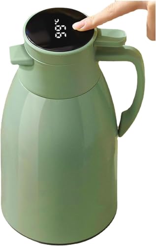 Isolierte Teekanne, isolierte Kaffeekanne, 1300 ml Isolierkanne mit Digitalanzeige, Wasserkocher mit ergonomischem Griff für Teegetränke und Kaffeeisolierkanne (Farbe: Gelb) (Farbe: Gelb) (Weiß) von FDHGVCXZ