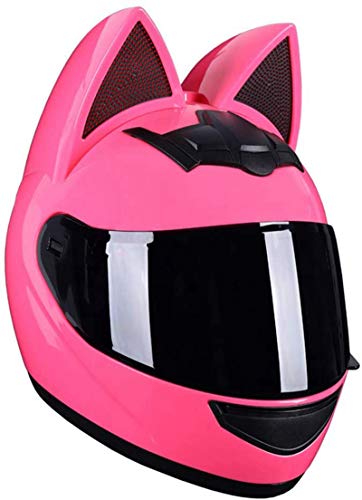 Full Face Motorradhelme mit Katze Ohren Adult Flip up Visiere Motocross Helm Motorrad-Crash-Modular Helmet Leichtbau DOT Certified,Rosa,M von FDYD