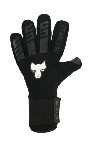 FEARLESS GOALKEEPERS Wolf X Handschuhe - Atmungsaktive Torwarthandschuhe, Rutschfester Griff, Negativschnitt und Gefühl Zweiter Haut - Für Erwachsene & Kinder (8, Black) von FEARLESS GOALKEEPERS