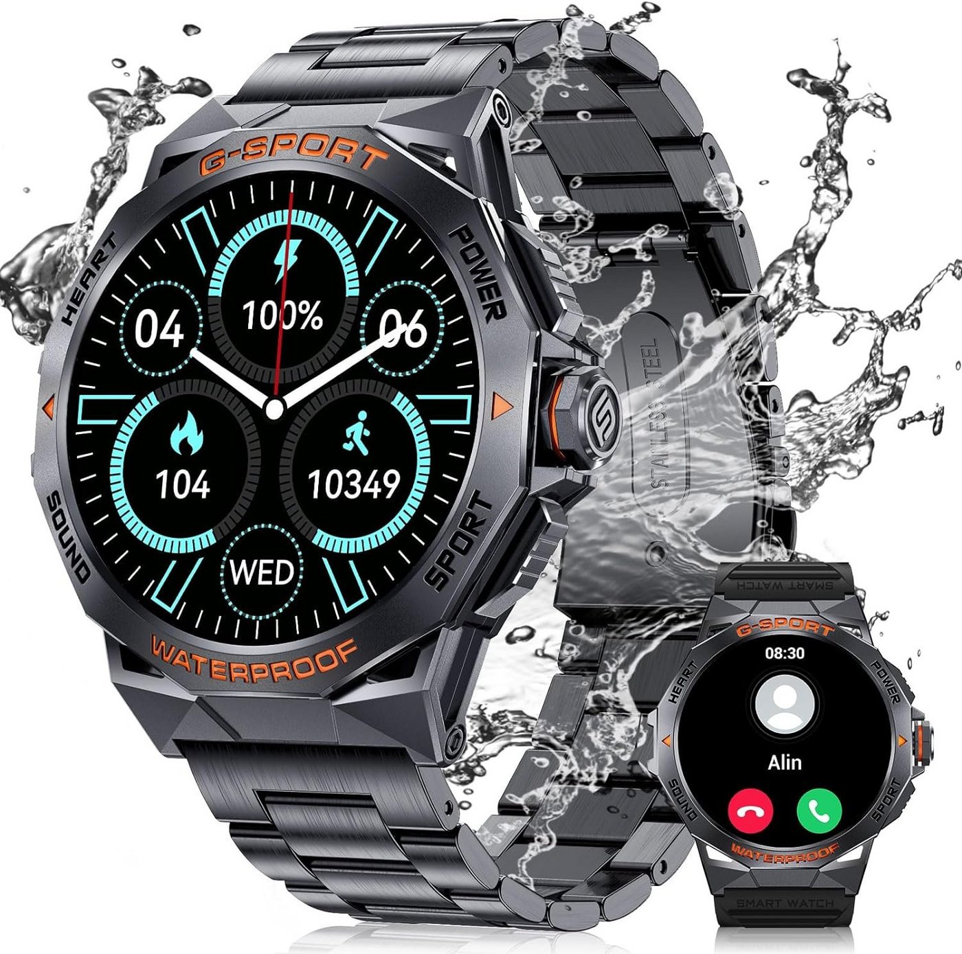 FEELNEVER IP68 wasserdicht Männer's Smartwatch (1,43 Zoll, Android / iOS), Mit dem AOD-Modus, 126 Sportmodi & einer Batterielaufzeit von 45 Tagen von FEELNEVER