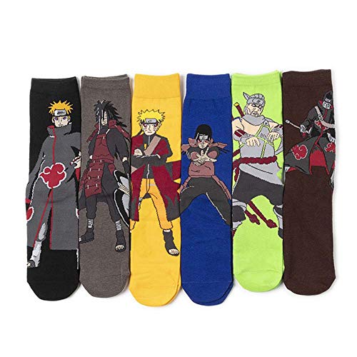 FEIDIAO Ninja Socken Outdoor Wear Running Funktionssocken Kakashi Mittellange Sportsocken Ninja Tsunade Herrensocken 6 Paar Set von FEIDIAO