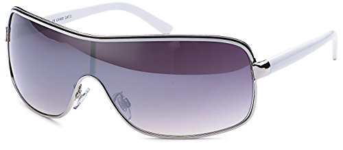 FEINZWIRN Designer Sonnenbrille mit Monoscheibe und Verlaufsglas Damen Herren Unisex Sonnenbrillen (Weiss) von FEINZWIRN