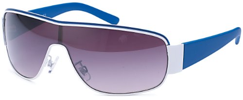 FEINZWIRN Designer Visor Sonnenbrille mit Monoscheibe und Verlaufsglas Unisex Sonnenbrillen (blau) von FEINZWIRN