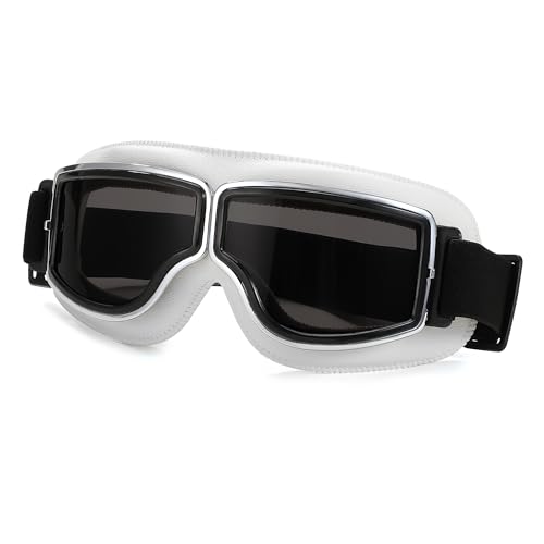 FEISEDY Motorradbrille Vintage Leder Motocrossbrille Schutzbrille Retro Radbrille Winddicht Helmbrille Motorräder Brille für ATV Bike Off Road Motocross B0046 von FEISEDY