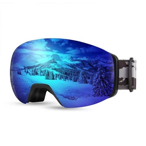 FEISEDY Skibrille OTG Herren Damen mit Magnetische Wechselglas 100% UV-Schutz Antibeschlag Snowboard Brille Schneebrille für Brillenträger Skifahren Radfahren Winter Outdoor Sport B0020 von FEISEDY