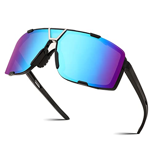 FEISEDY Sport Sonnenbrille Herren Fahrradbrille Damen Sportbrille Verspiegelt for Rennrad MTB Lauf Enduro mit UV400 Schutz B2342 von FEISEDY
