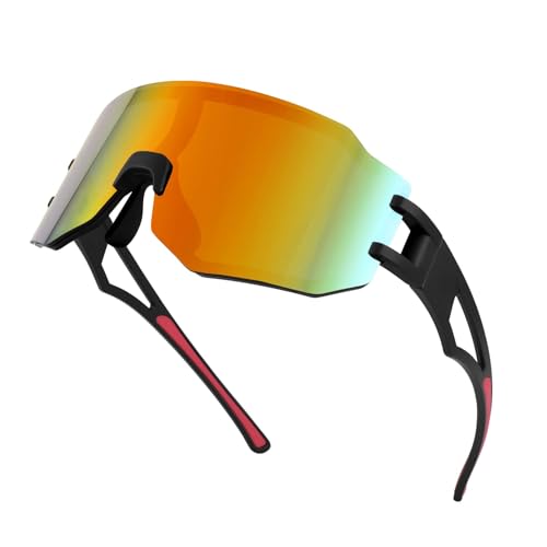 FEISEDY Sport Sonnenbrille für Herren Futuristische Sportbrille Damen Verspiegelte Fahrradbrille UV Schutz Radsportbrillen für Outdooraktivitäten B2867 von FEISEDY