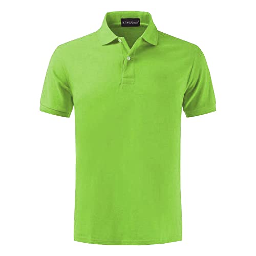 FENGJIAREN Slim Fit Lässiges Knopf-Polo - Herren Lässige Lose Oberteile, Baumwolle Sommer Poloshirts Lässige Sportbekleidung Arbeitskleidung Lässige Uniform Partykleidung Mode T-Shirts,Hellgrün,M von FENGJIAREN