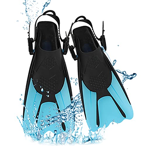 FENGQ Flossen Schnorchelflossen, Verstellbare Flossen Kurze, Verstellbaren Schwimmflossen, Schnorchelset Erwachsene Größe 34-38, Flossen für Kinder Erwachsene Schwimmen Schnorcheln(Blau-S) von FENGQ
